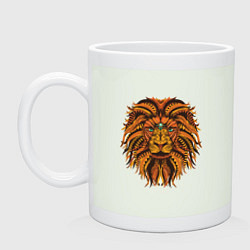 Кружка керамическая Голова Льва узор Мандала, цвет: фосфор