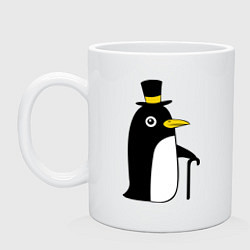 Кружка керамическая Пингвин в шляпе, цвет: белый