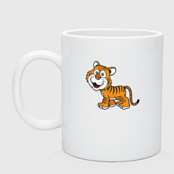 Кружка керамическая Добрый тигр, цвет: белый