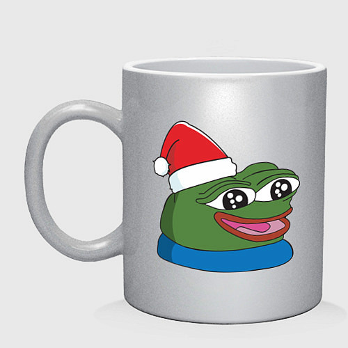 Кружка Pepe, pepe happy, Пепе хеппи, pepe happy new year / Серебряный – фото 1