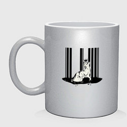 Кружка керамическая Штрих код королевы кошка, цвет: серебряный