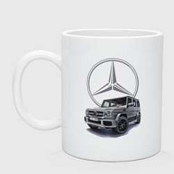 Кружка керамическая Mercedes Gelendwagen G63 AMG G-class G400d, цвет: белый