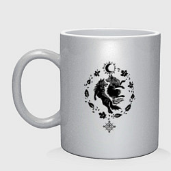 Кружка керамическая Волки из легенд, цвет: серебряный