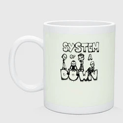 Кружка керамическая Карикатура на группу System of a Down, цвет: фосфор