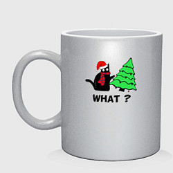 Кружка керамическая Кот и Новый Год, цвет: серебряный