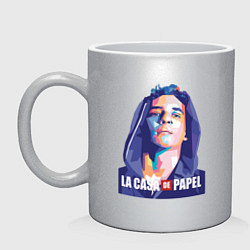 Кружка керамическая Рио Бумажный Дом, цвет: серебряный