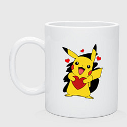 Кружка керамическая ПИКАЧУ И СЕРДЕЧКО POKENON PIKACHU LOVE, цвет: белый