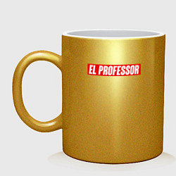 Кружка керамическая EL PROFESSOR БУМАЖНЫЙ ДОМ, цвет: золотой