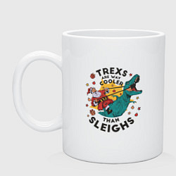 Кружка керамическая T-Rex Christmas, цвет: белый