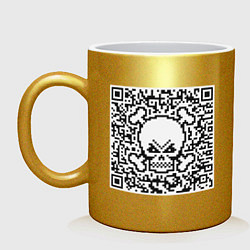 Кружка керамическая QR Skull, цвет: золотой
