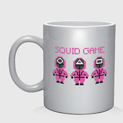 Кружка керамическая Squid Game 8 Bit, цвет: серебряный