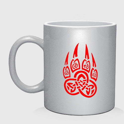 Кружка ПЕЧАТЬ ВЕЛЕСА КРАСНЫЙ ЛАПА ВОЛКА / Серебряный – фото 1