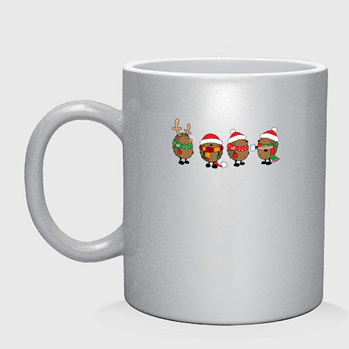 Кружка НОВОГОДНИЕ ЁЖИКИ / Серебряный – фото 1