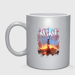 Кружка керамическая JINX HERE WAS ARCANE LEAGUE OF LEGENDS ДЖИНКС, цвет: серебряный