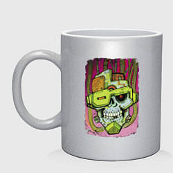 Кружка керамическая Cyber skull 2022, цвет: серебряный