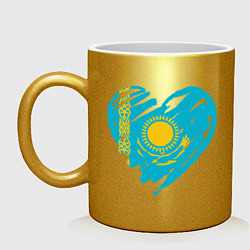 Кружка керамическая Kazakhstan Heart, цвет: золотой