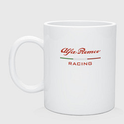 Кружка керамическая Alfa Romeo racing - logo, цвет: белый