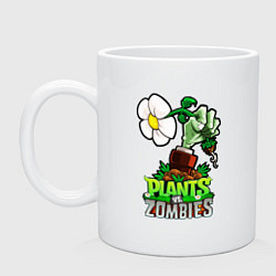 Кружка керамическая Plants vs Zombies рука зомби, цвет: белый