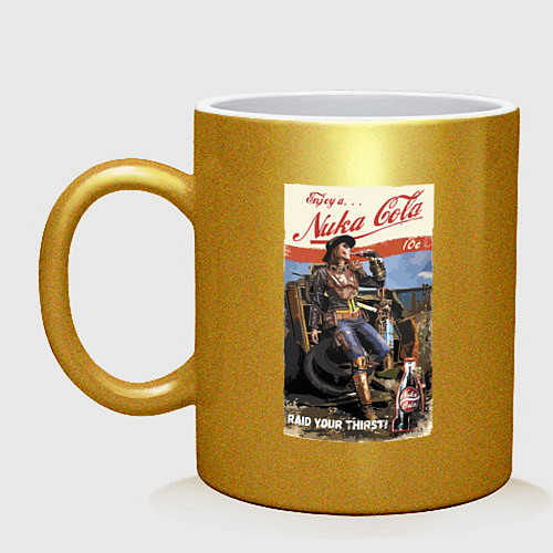Кружка Nuka Cola - raid your first! / Золотой – фото 1