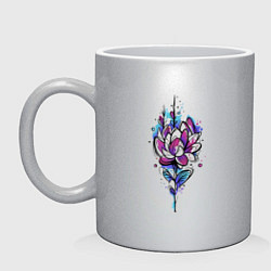 Кружка керамическая Акварельный графичный цветок, цвет: серебряный
