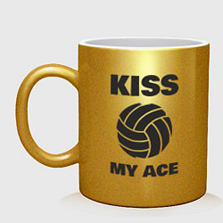 Кружка керамическая Volleyball - Kiss My Ace, цвет: золотой