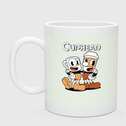 Кружка керамическая Cuphead 2 чашечки, цвет: фосфор