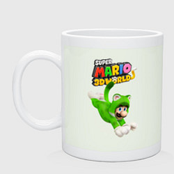 Кружка керамическая Luigi cat Super Mario 3D World Nintendo, цвет: фосфор