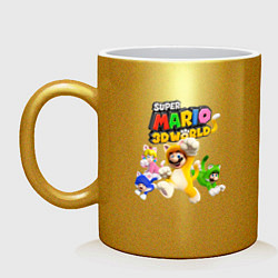 Кружка керамическая Super Mario 3D World Nintendo Team of heroes, цвет: золотой