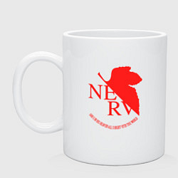 Кружка керамическая Nerv в Neon Genesis Evangelion, цвет: белый