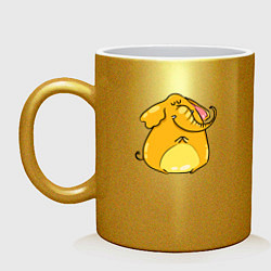 Кружка керамическая Желтый слон, цвет: золотой
