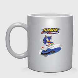 Кружка керамическая Sonic Free Riders Hedgehog Racer, цвет: серебряный
