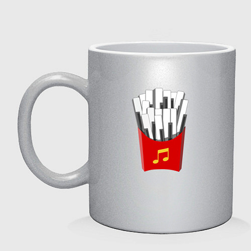 Кружка Картошка Фри Клавиши Фортепиано / Серебряный – фото 1