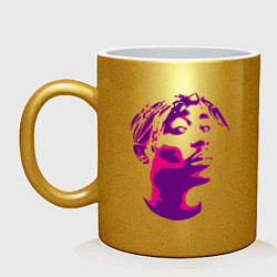 Кружка керамическая 2pac in pink, цвет: золотой