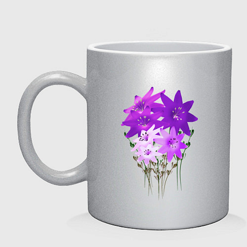 Кружка Flowers purple light / Серебряный – фото 1