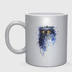 Кружка керамическая Прикольная сова в акварельном рисунке, цвет: серебряный