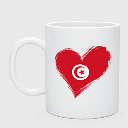 Кружка керамическая Сердце - Тунис, цвет: белый