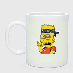 Кружка керамическая Барт Симпсон - жест двумя пальцами, цвет: фосфор