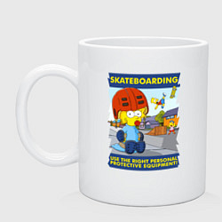 Кружка керамическая Skateboarding - use the right personal protective, цвет: белый