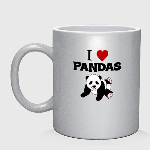 Кружка I love Panda - люблю панд / Серебряный – фото 1