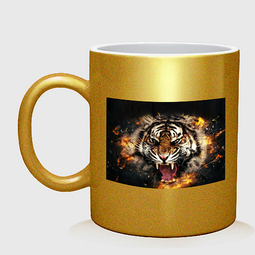 Кружка Оскал тигра / Золотой – фото 1
