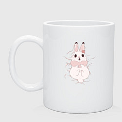 Кружка керамическая Cute white rabbit, цвет: белый