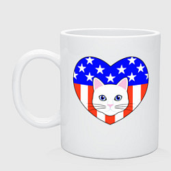 Кружка керамическая American cat, цвет: белый
