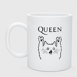 Кружка керамическая Queen - rock cat, цвет: белый