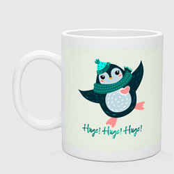 Кружка керамическая Влюбленный пингвин, цвет: фосфор