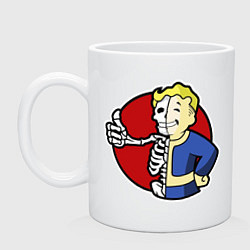 Кружка керамическая Vault boy - skeleton, цвет: белый