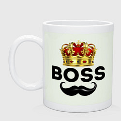Кружка керамическая BOSS и корона с усами, цвет: фосфор