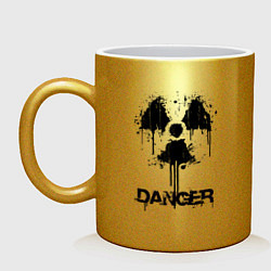 Кружка керамическая Danger radiation symbol, цвет: золотой