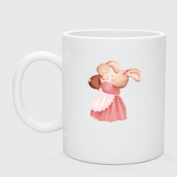 Кружка керамическая Зайка с зайчонком, цвет: белый