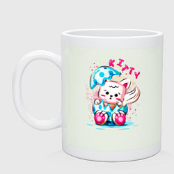 Кружка керамическая Котёнок в яйце, цвет: фосфор