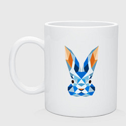Кружка керамическая Абстрактный синий кролик, цвет: белый